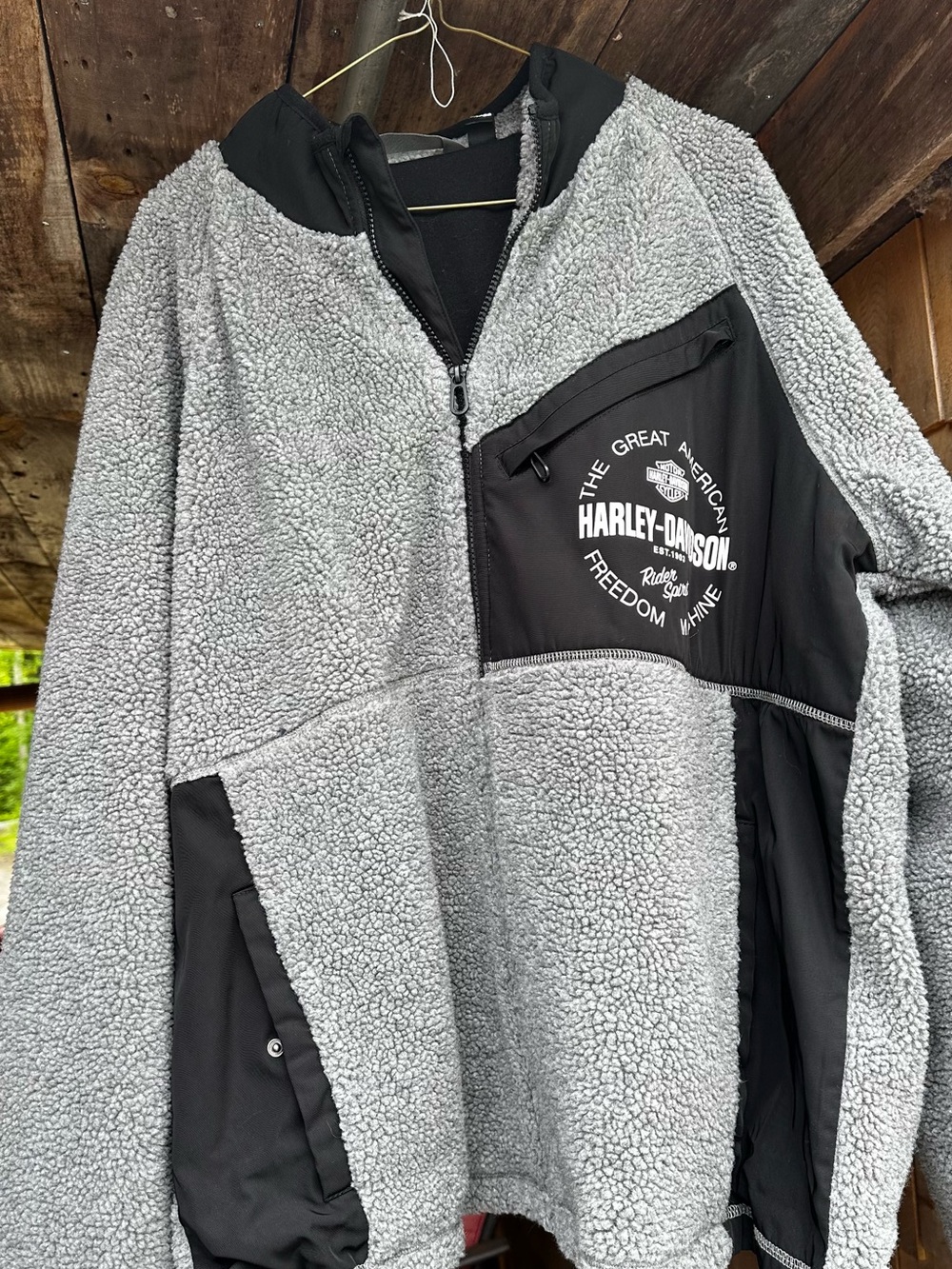 Harley-Davidson Light Gray & Black Sherpa Half-Zip Pullover
